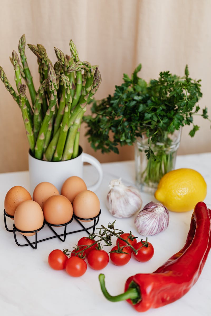 Composition of fresh ingredients for healthy breakfast
